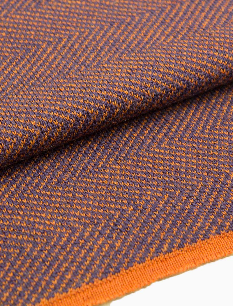 Orange & Purple Reversible Herringbone Wool Scarf | 40 Colori 