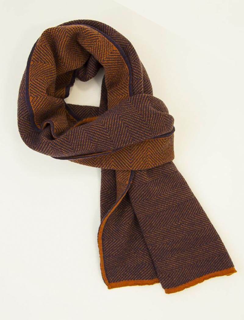 Orange & Purple Reversible Herringbone Wool Scarf | 40 Colori 