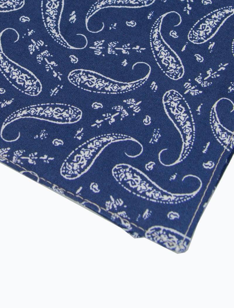 Navy Paisley Printed Cotton Bandana | 40 Colori