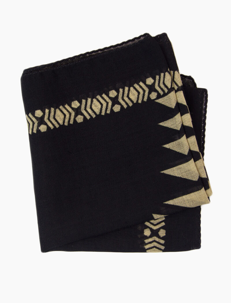 Black Aztec Printed Wool Bandana | 40 Colori