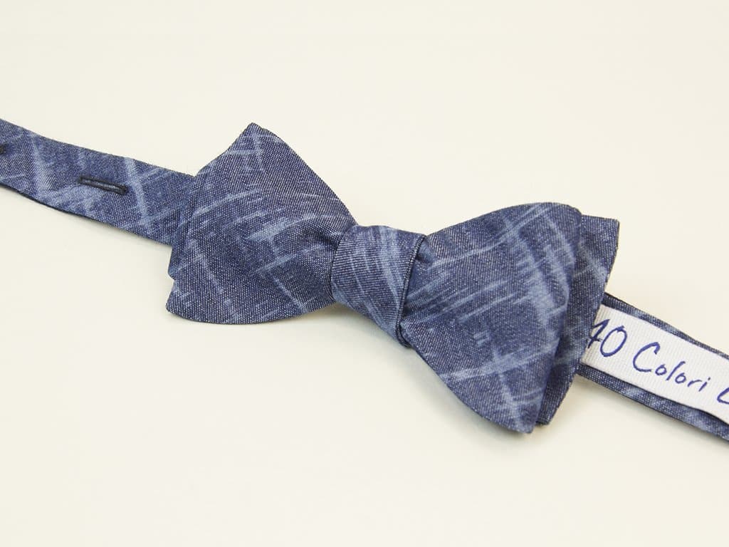 BLEACHED DENIM BUTTERFLY BOW TIE