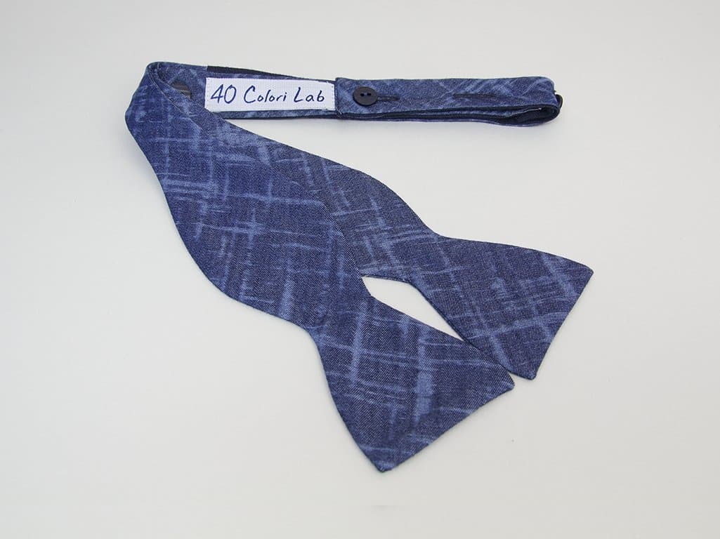 BLEACHED DENIM BUTTERFLY BOW TIE