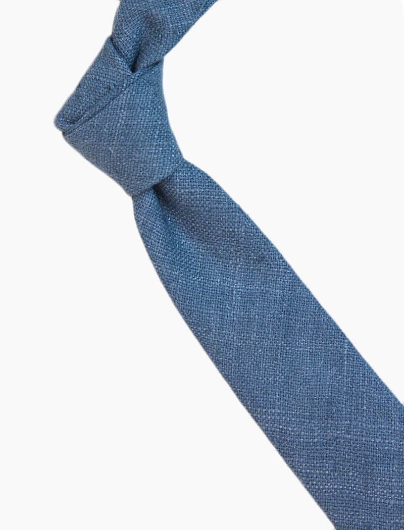 Jeans Blue Raw Silk Tie | 40 Colori