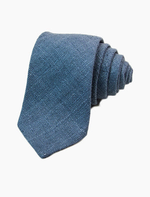 Jeans Blue Raw Silk Tie | 40 Colori