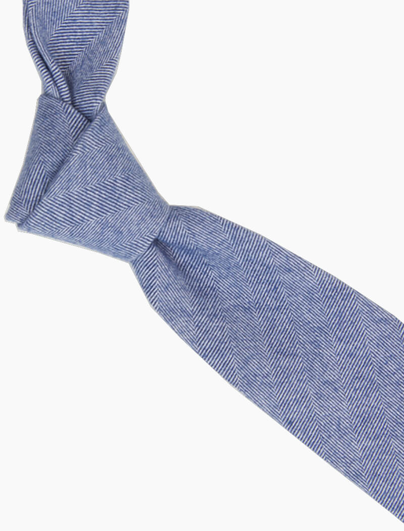 Light Blue Herringbone Cotton Tie | 40 Colori
