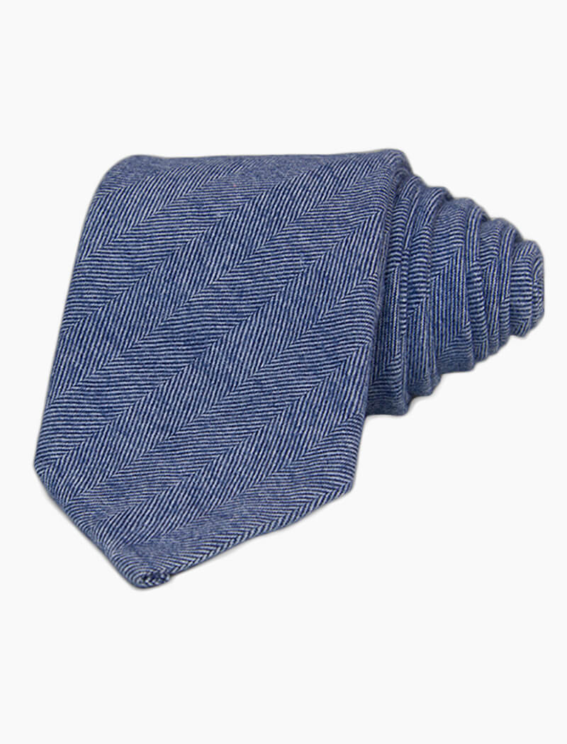 Light Blue Herringbone Cotton Tie | 40 Colori