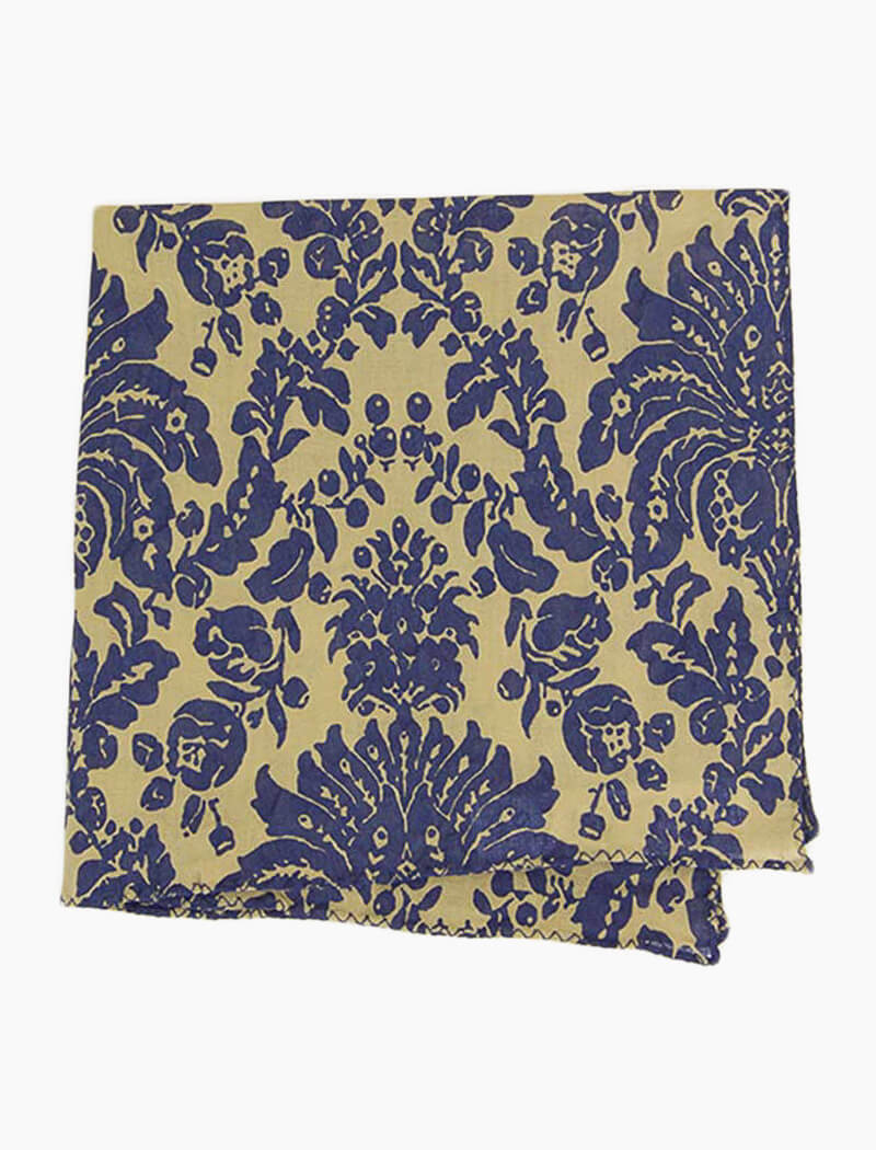 Beige Vintage Floral Printed Cotton Bandana | 40 Colori