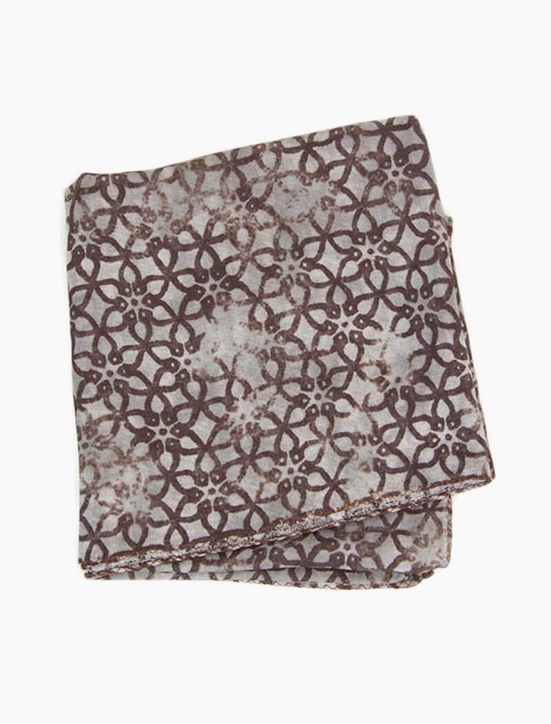 Brown Vintage Floral Printed Cotton Bandana | 40 Colori