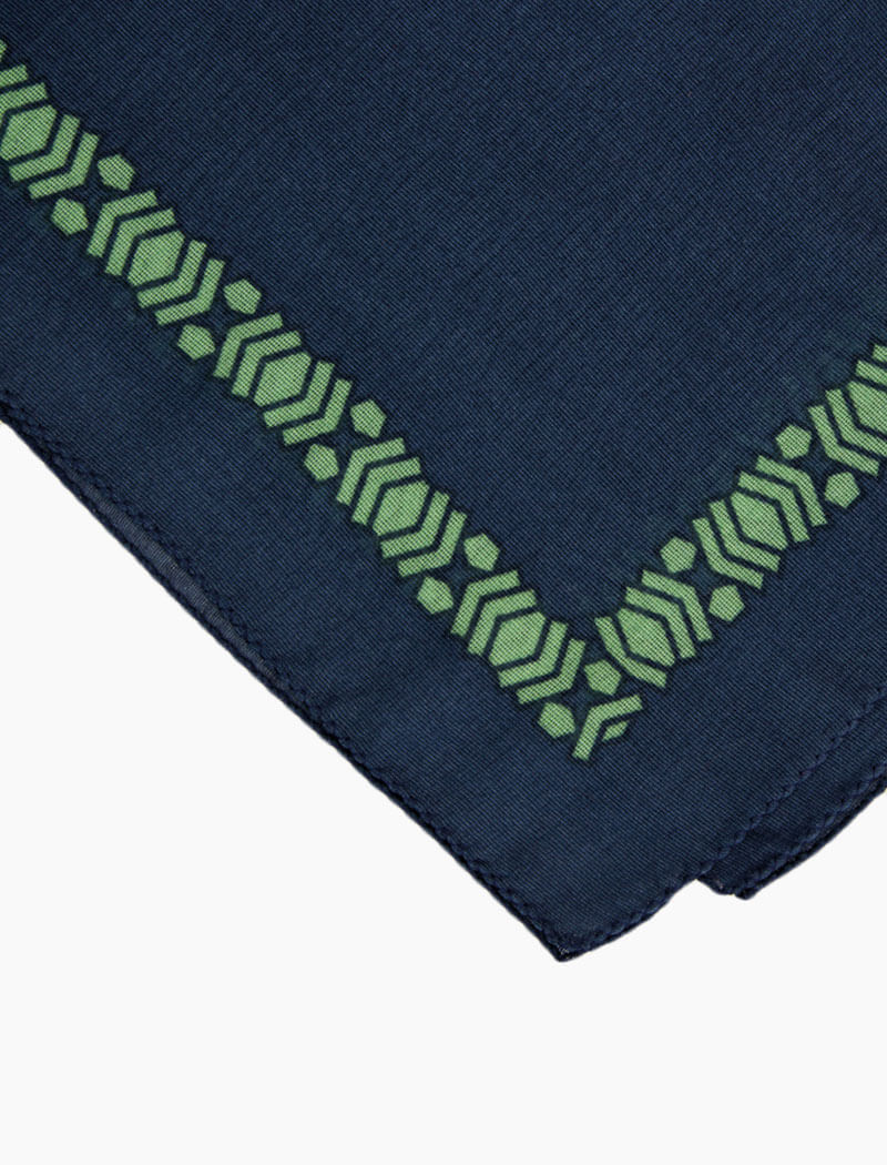 Blue Aztec Printed Silk & Cotton Bandana | 40 Colori