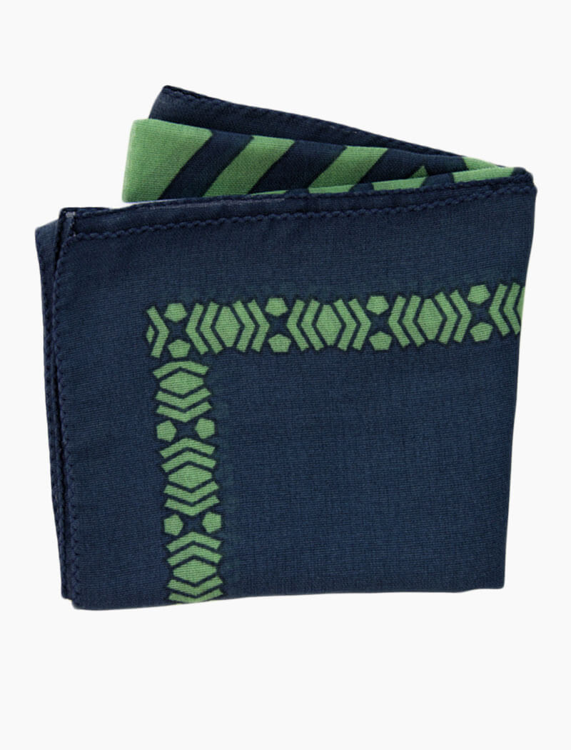 Blue Aztec Printed Silk & Cotton Bandana | 40 Colori