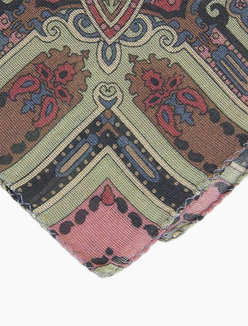 Pink Vintage Paisley Printed Cotton & Silk Bandana | 40 Colori