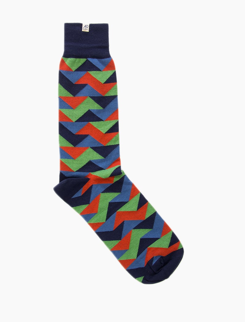 Navy Geometric Organic Cotton Socks | 40 Colori