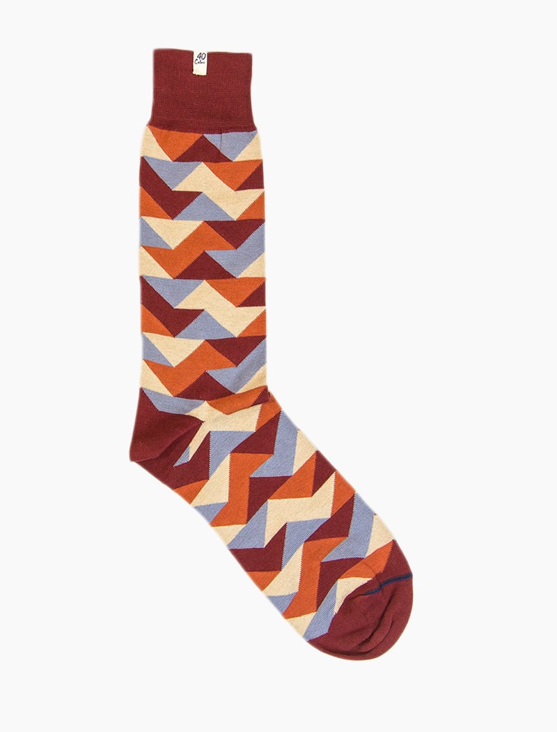 Red Geometric Organic Cotton Socks | 40 Colori