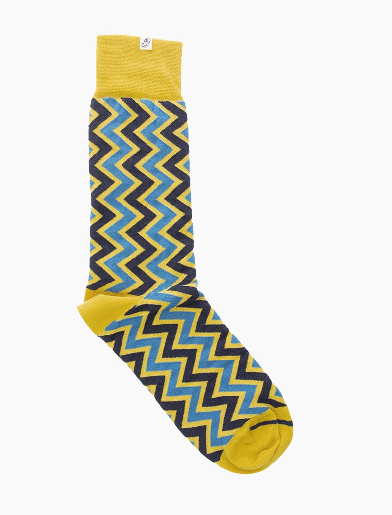 Gold Vertical Chevron Striped Organic Cotton Socks