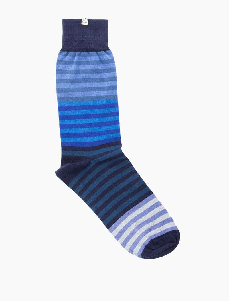 Blue Gradient Striped Organic Cotton Socks | 40 Colori