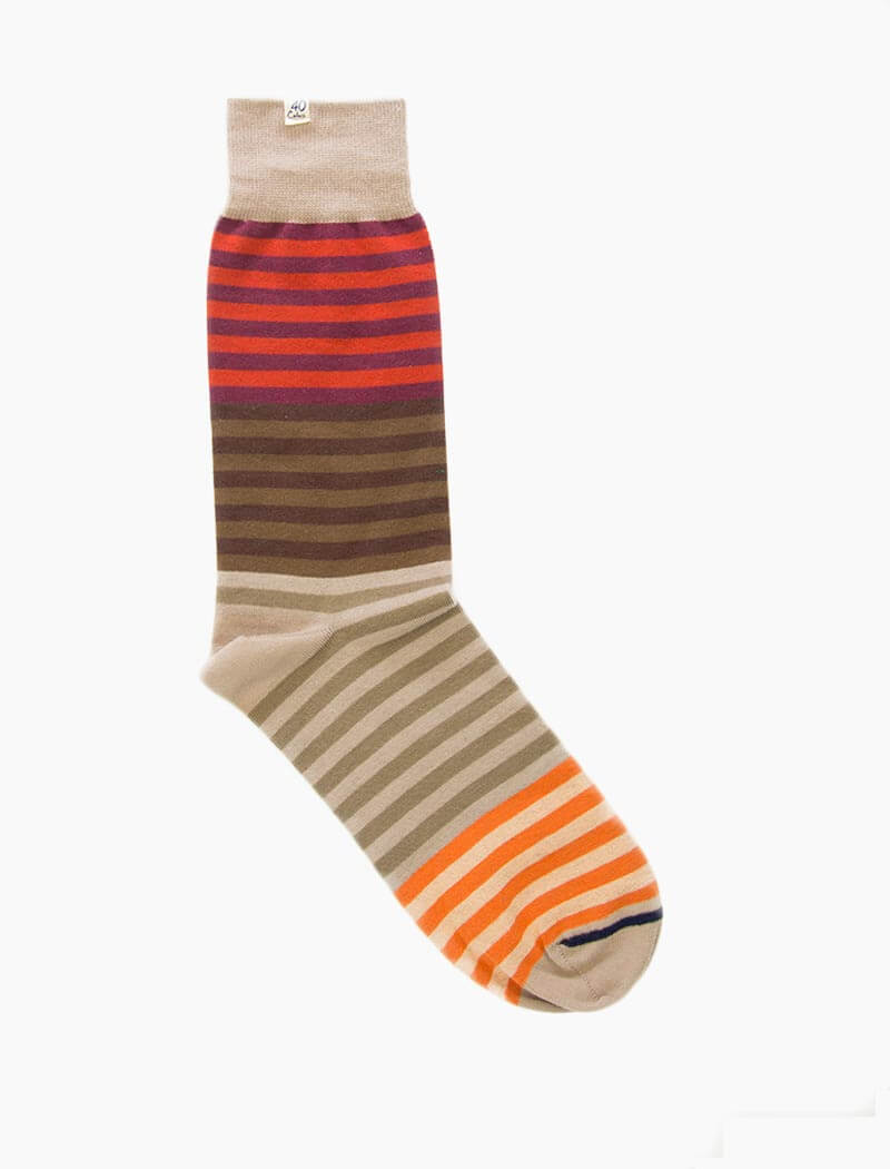 Brown Gradient Striped Organic Cotton Socks | 40 Colori