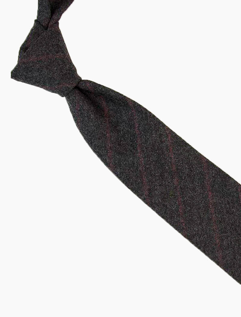 Grey & Pink Thin Striped Wool Tie | 40 Colori