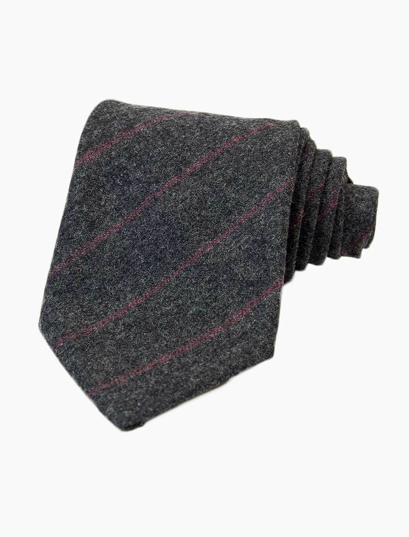 Grey & Pink Thin Striped Wool Tie | 40 Colori