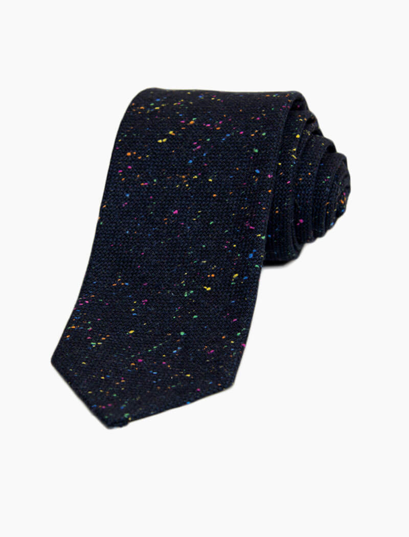 Dark Blue Melange Wool & Silk Tie | 40 Colori