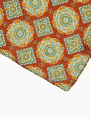 Rust Geometric Tiles Printed Wool Bandana | 40 Colori