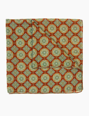Rust Geometric Tiles Printed Wool Bandana | 40 Colori
