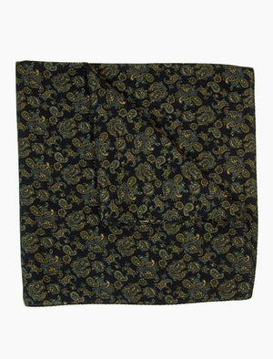 Navy Small Antique Paisley Wool & Silk Bandana | 40 Colori