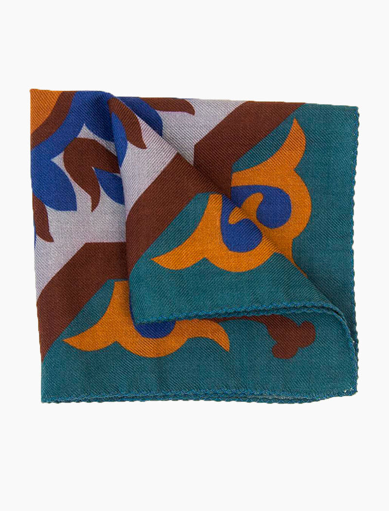 Petrol Blue Sicilian Ceramic Wool & Silk Bandana | 40 Colori