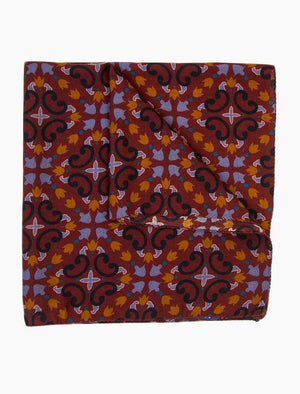 Burgundy Sicilian Mosaic Wool & Silk Bandana | 40 Colori
