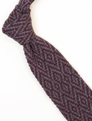 Grey Diamond Wool Jacquard Knitted Tie | 40 Colori