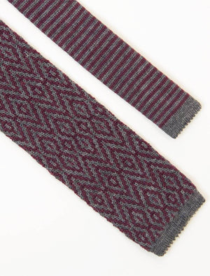 Grey Diamond Wool Jacquard Knitted Tie | 40 Colori