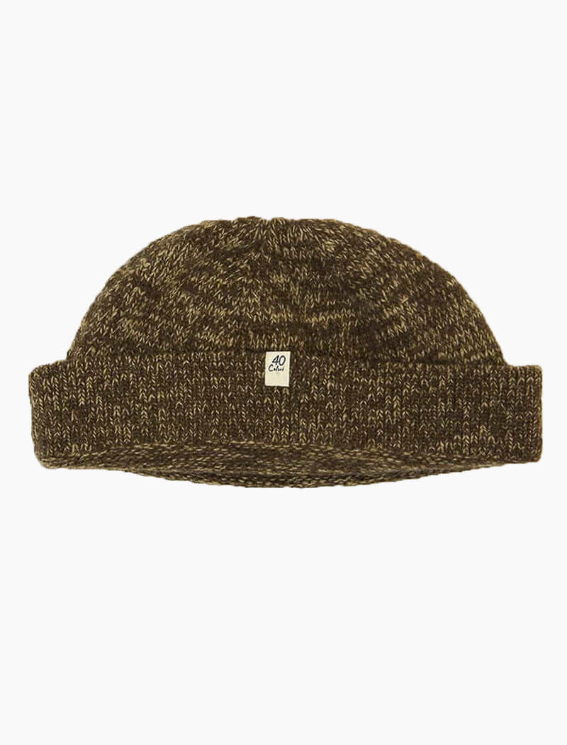 Brown Melange Wool & Cashmere Fisherman Beanie | 40 Colori 