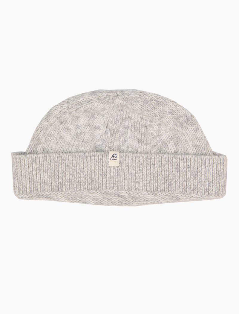 Light Grey Melange Wool & Cashmere Fisherman Beanie | 40 Colori 