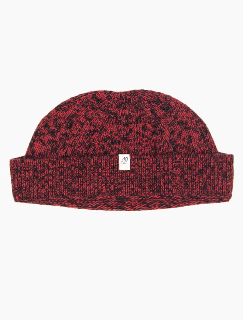 Red & Black Melange Wool & Cashmere Fisherman Beanie | 40 Colori 
