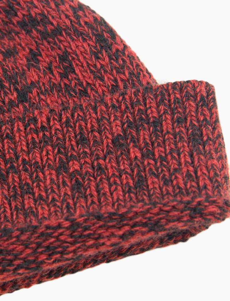 Red & Black Melange Wool & Cashmere Fisherman Beanie | 40 Colori 
