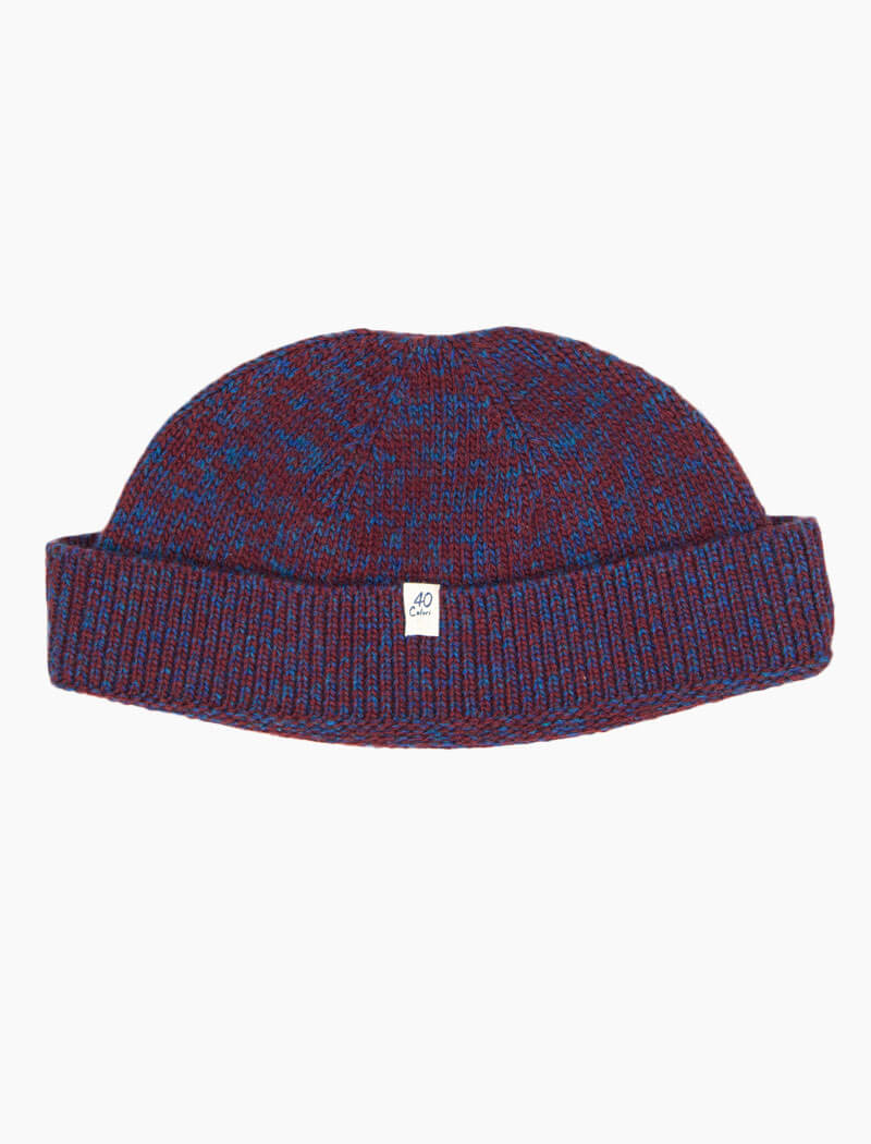 Red & Petrol Melange Wool & Cashmere Fisherman Beanie | 40 Colori 