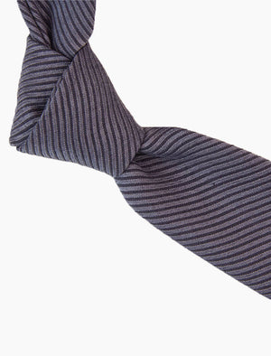 Blue Small Striped Washed Silk Tie | 40 Colori