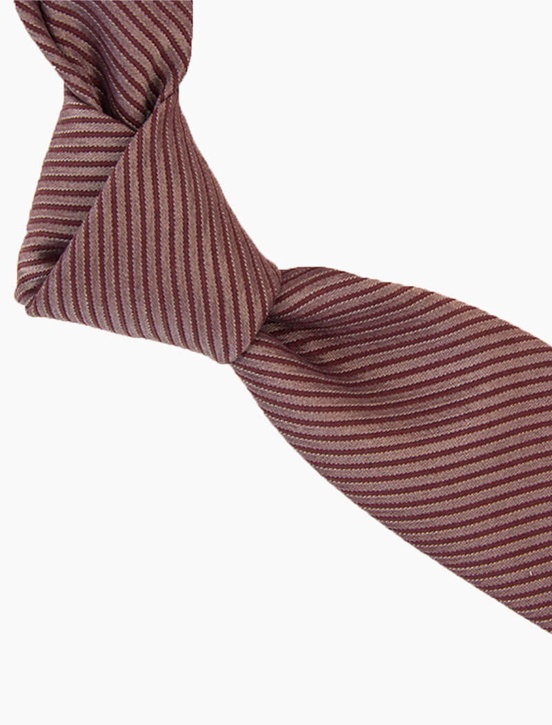 Red Small Striped Washed Silk Tie | 40 Colori