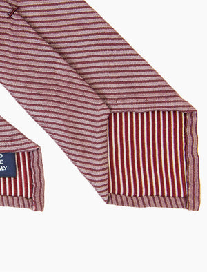 Red Small Striped Washed Silk Tie | 40 Colori