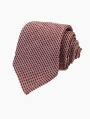 Red Small Striped Washed Silk Tie | 40 Colori