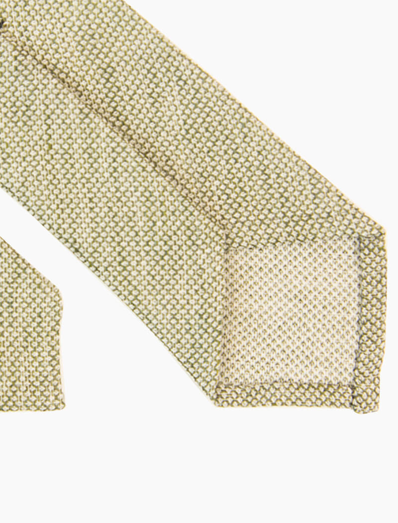 Olive Green Dotted Linen Tie | 40 Colori