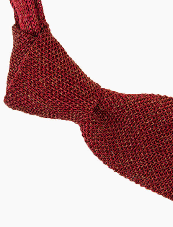 Dark Red Melange Silk & Linen Knitted Tie | 40 Colori
