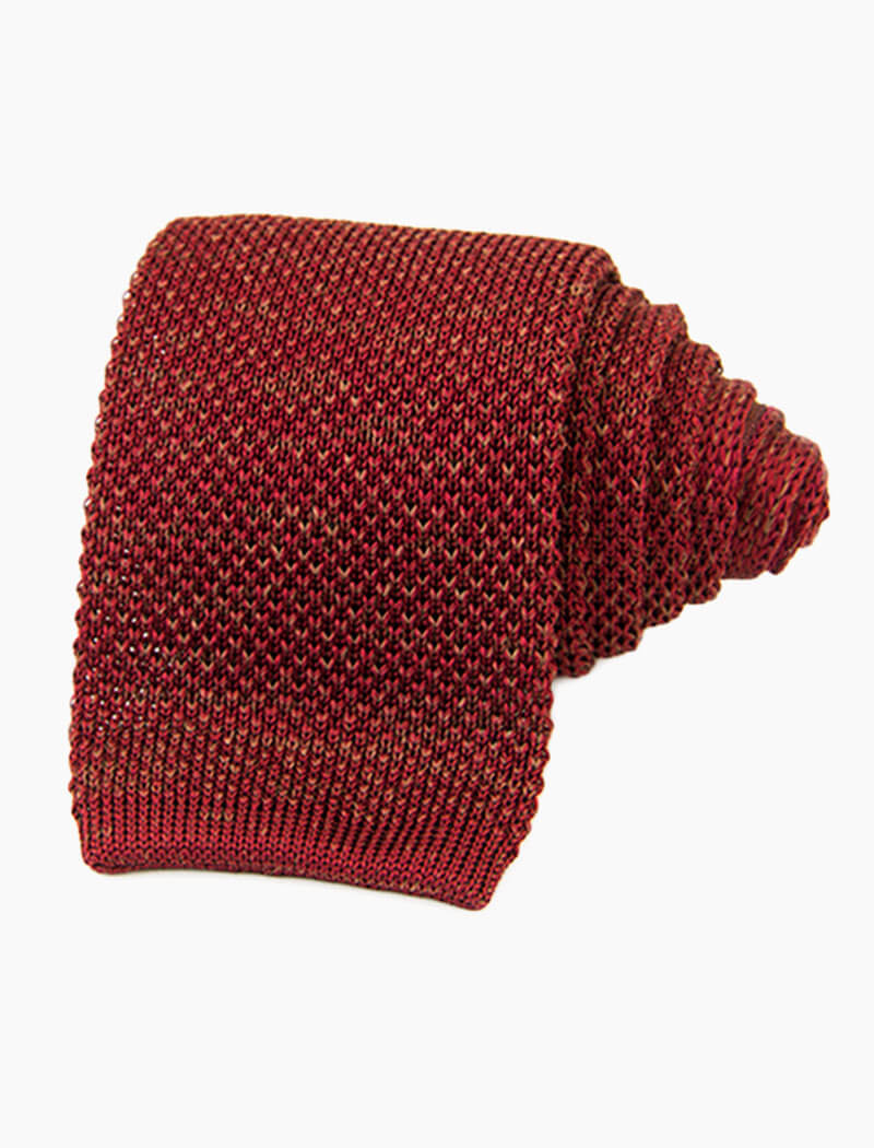 Dark Red Melange Silk & Linen Knitted Tie | 40 Colori