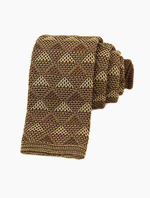 Brown Diamonds Silk Knitted Tie | 40 Colori 