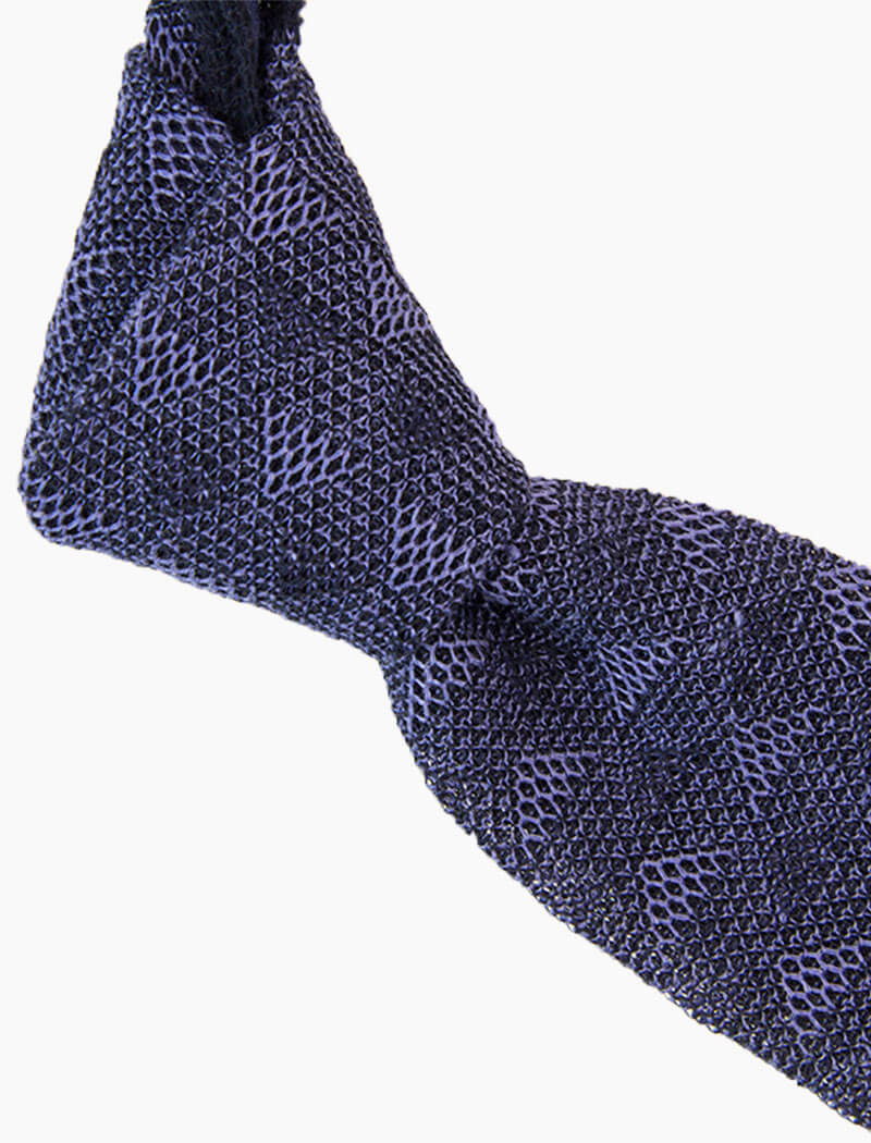 Navy Diamonds Linen Knitted Tie