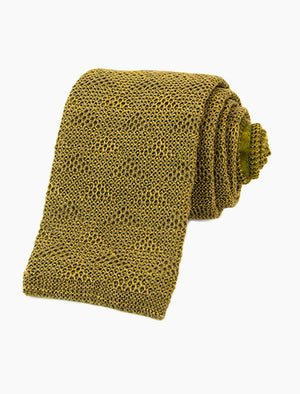 Olive Green Diamonds Linen Knitted Tie | 40 Colori