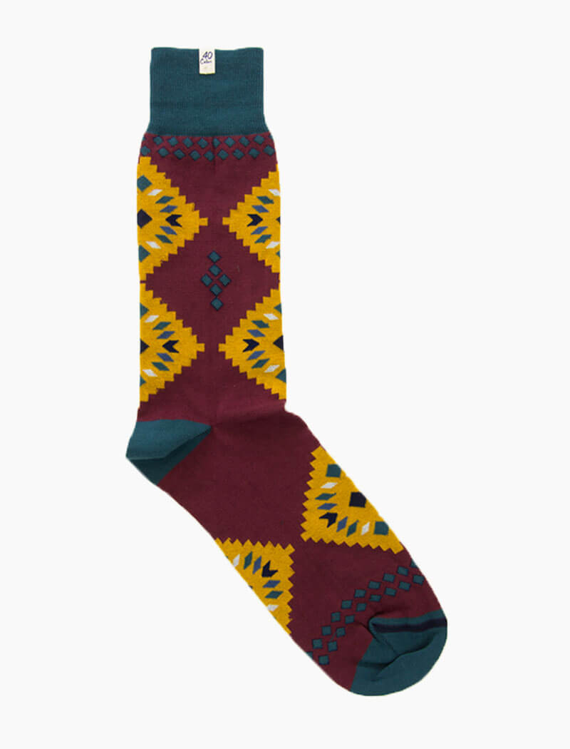 Burgundy Pyramid Organic Cotton Socks | 40 Colori