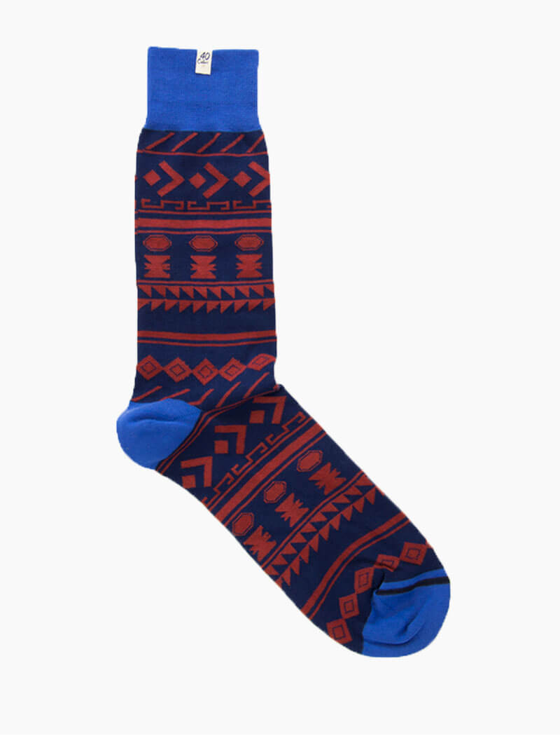 Dark Blue Tribal Striped Organic Cotton Socks
