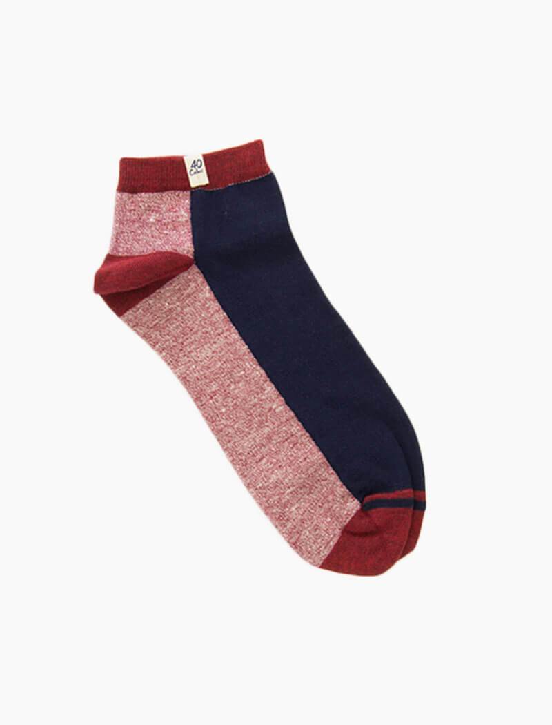 Navy Two Toned Short Linen & Organic Cotton Socks | 40 Colori