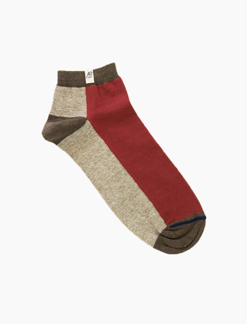 Red Two Toned Short Linen & Organic Cotton Socks | 40 Colori