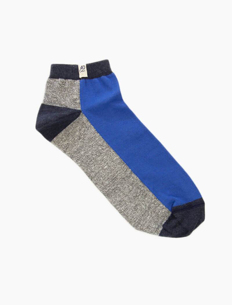 Blue Two Toned Short Linen & Organic Cotton Socks | 40 Colori